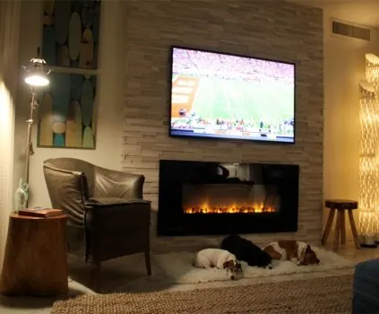 Dimplex media wall with TV above