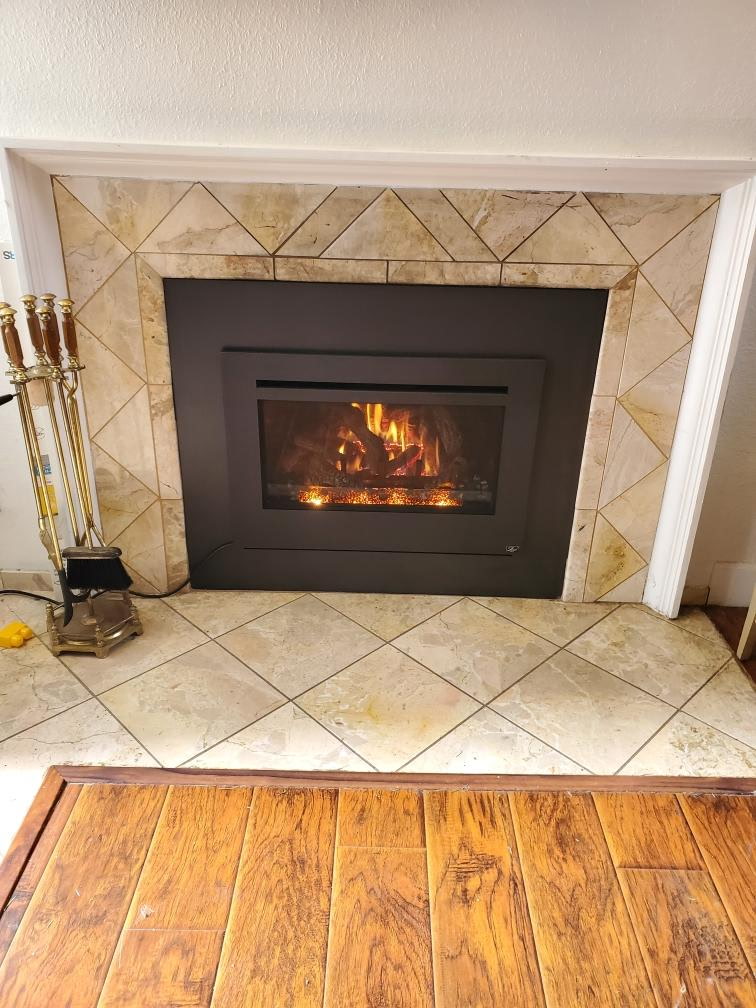 Diagonal tile fireplace insert